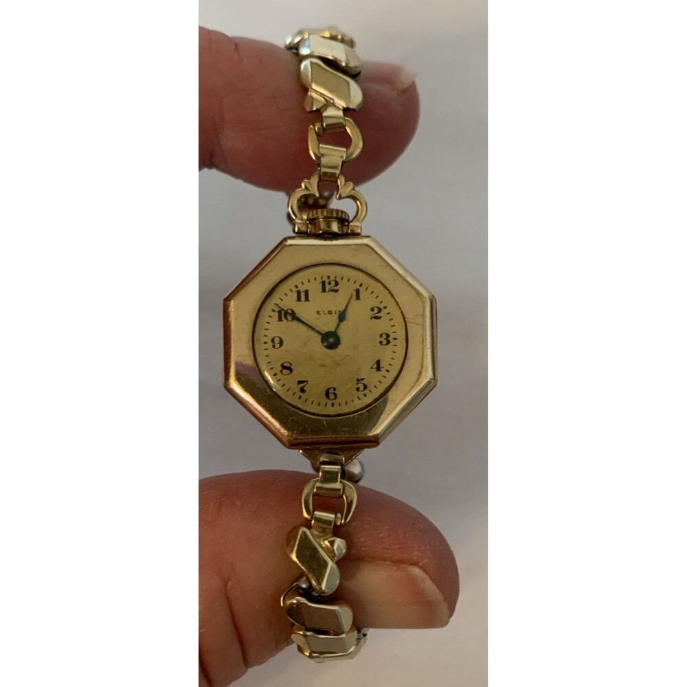 Antique Elgin Ladies Wrist Watch B&B Royal 10/0 Art Deco Running